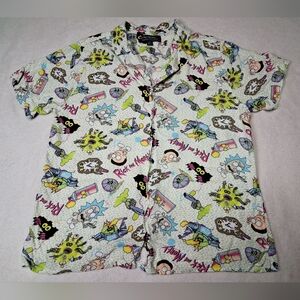 Men's Cartoon Print Swim Button Down Shirt  Multicolor